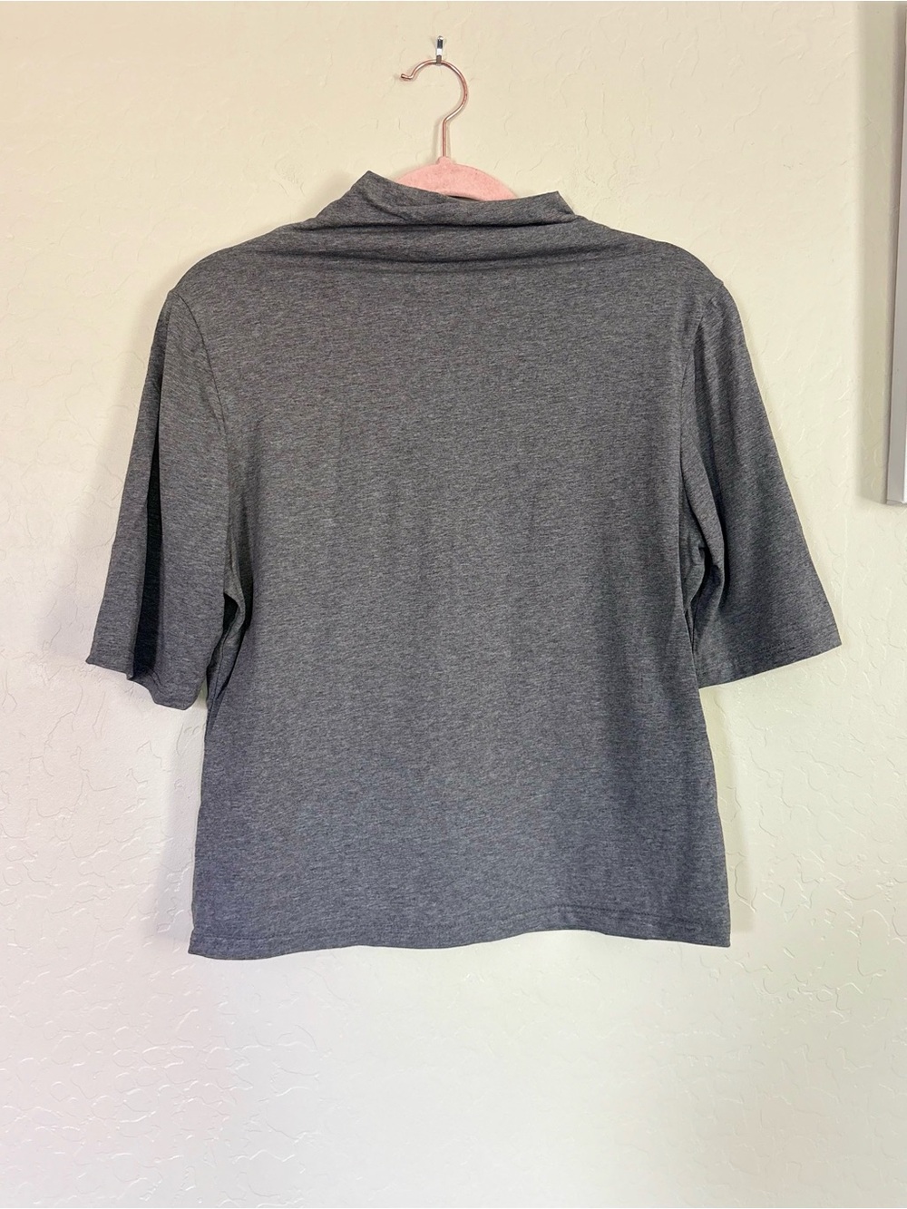 Bohme Gray Mock Neck Short Sleeve Cotton Top Minimalist Casual Academia Large